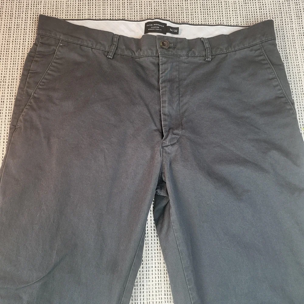 Club‎ Monaco Connor Pants Mens 35x32 Gray Chino Modern Slim Fit Casual Office
